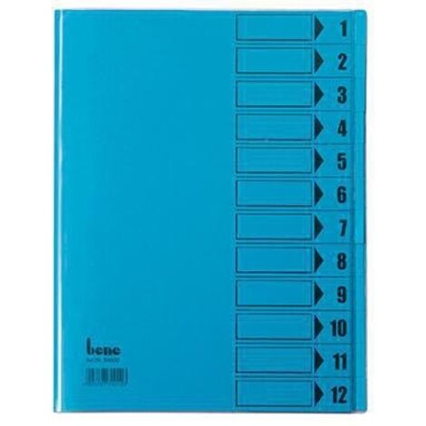 BENE Ordnungsmappe Bene DIN A4 230g/m² Farbe: intensivblau 12 Fächer