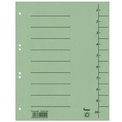 Bene Trennblatt 97300GN A4 Karton grün 100 St./Pack.