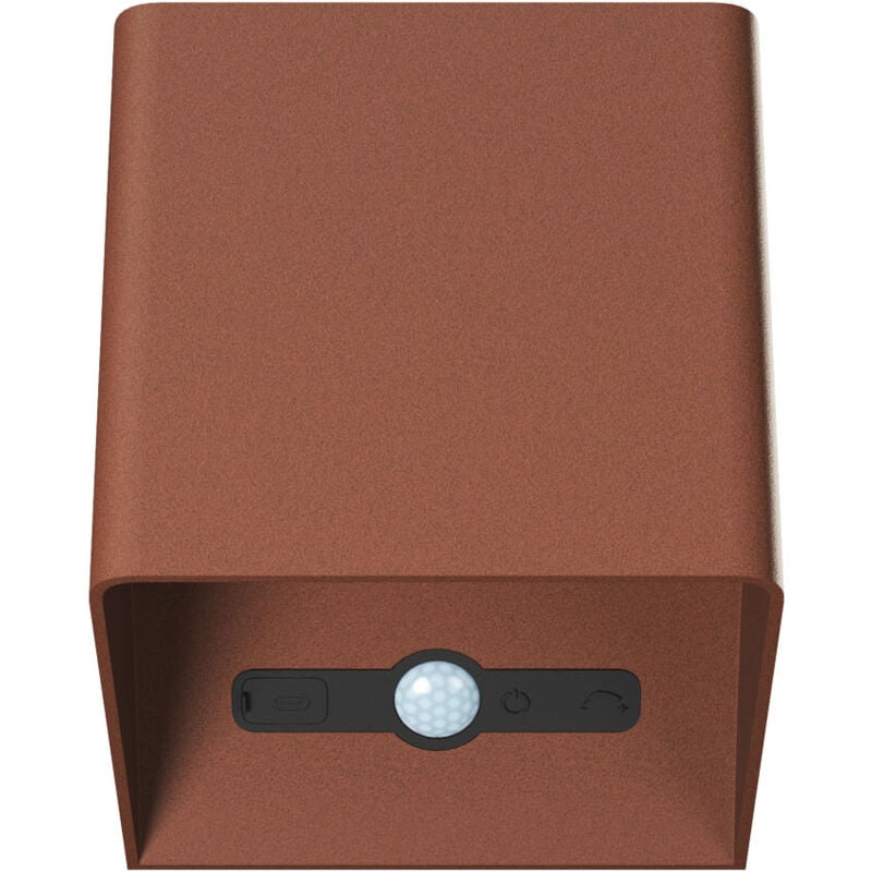 Applique led sans fil Beneito Faure Lek Sensor 6W, détecteur mouvement, usb-c, IP54, plafonnier mural corten