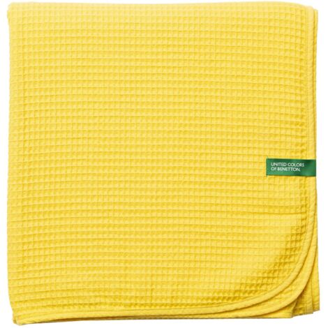 Benetton COUVERTURE 140x190CM 200GSM 100% COTON JAUNE MAISON BENETTON