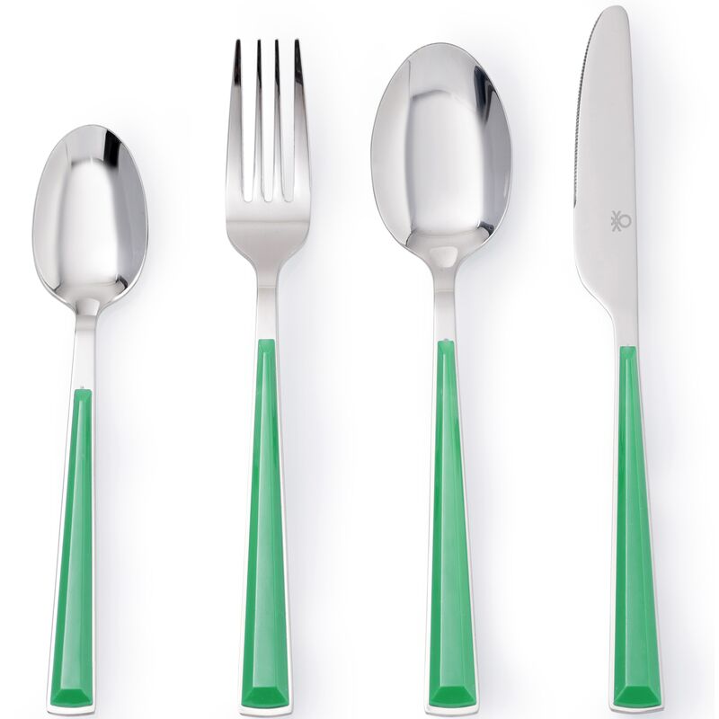 

Set 24pc cubertería acero inoxidable mango verde Casa Benetton