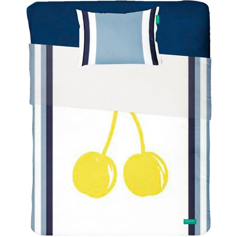 Benetton - ensemble de draps 3 pièces pour lit simple : drap plat (160x290cm avec ourlet simple 5cm) + drap-housse (90x200+rabat 25cm) + taie