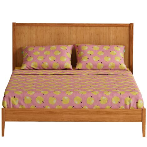 BENETTON ENSEMBLE de draps double 4 pièces : drap plat (240x240cm avec ourlet simple 5cm) + drap-housse (160x200+rabat 25cm) + 2 taies d'oreiller (50x80cm)