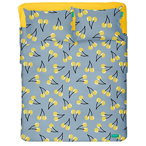 BENETTON ENSEMBLE de draps double plus 4 pièces : drap plat (240x290cm avec ourlet simple 5cm) + drap-housse (175x200+rabat 25cm) + 2 taies d'oreiller (50x80cm)