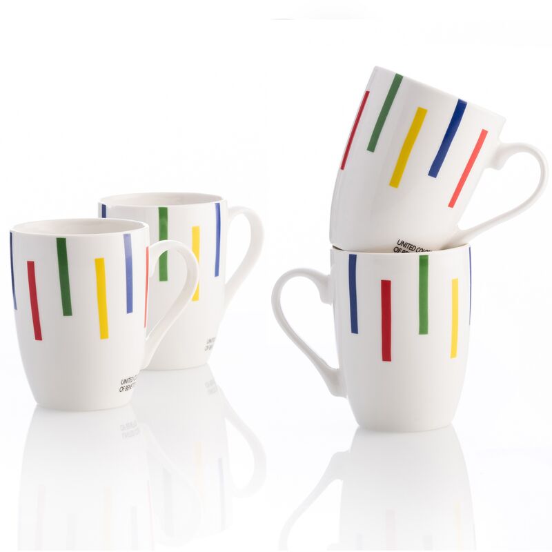

Set 4p mugs 11cm 360ml new bone china diseño rayas de colores Casa - Benetton