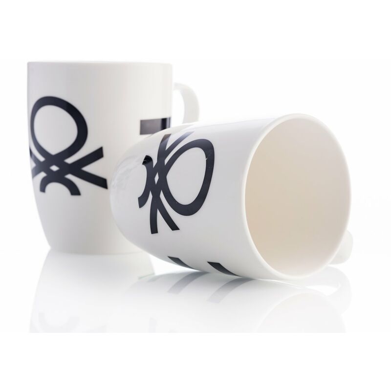 

Tazas Set 4 Tazas 360Ml Porcelana New Bone China Con Logo Black And White - Benetton