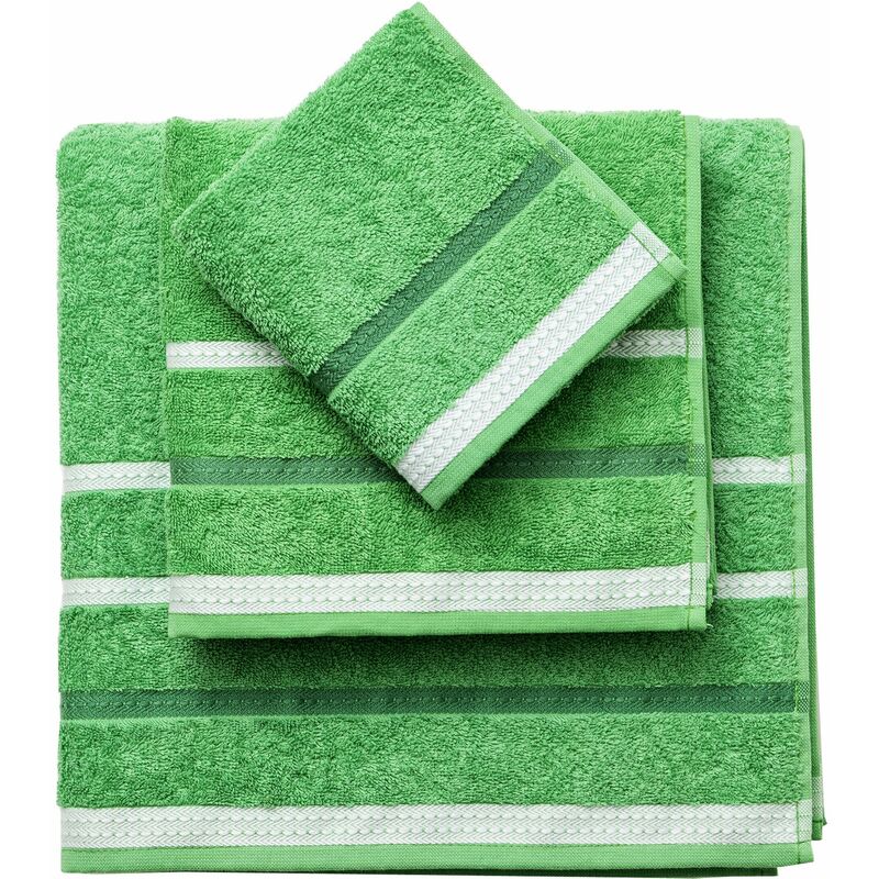 

Set 3Pcs Toallas De Baño (30X50+50X90+70X140Cm) 450 Gsm 100%Algodon Verde C/Rayas Casa Benetton