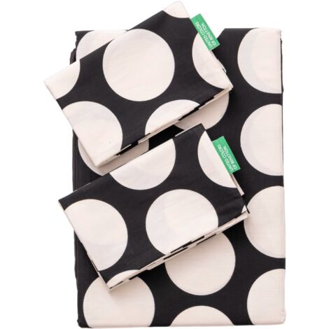 BENETTON PARURE 3PCS HOUSSE DE COUETTE INDIVIDUELLE SIMPLE : HOUSSE DE COUETTE (155X220CM AVEC RABAT 30CM) + DRAPS HOUSSE (90X200+40CM AVEC RABAT) + 1 OREILLER (50X85CM) 100