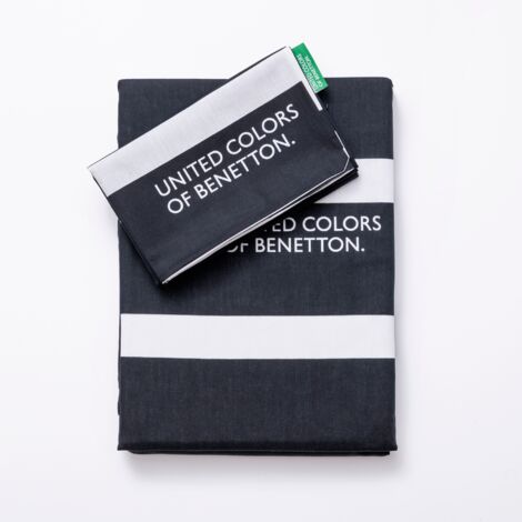 Benetton SET BLACK & WHITE Juego de Cama con 1 funda Almohada 80X80 cm y Funda Nórdica 135x200cm – Juego Cama Small