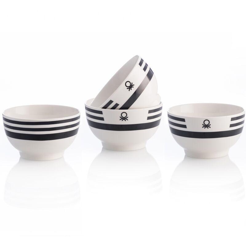 

Set 4pcs bols 650ml new bone china diseño logo estampado negro Casa - Benetton