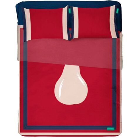 Benetton set de sabanas 4pcs cama doble plus: sabana encimera (240x290cm w/simple hem 5cm) + sabana bajera (175x200+25cm flap) + 2 fundas de almohada (50x80cm)