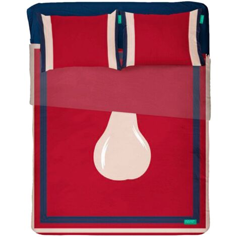Benetton set de sabanas 4pcs cama doble: sabana encimera (260x280cm w/simple hem 5cm) + sabana bajera (200x200+25cm flap) + 2 fundas de almohada (50x80cm)