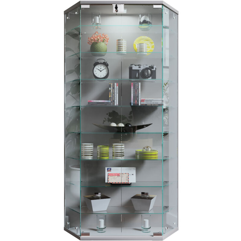 Ebuy24 - Benilaxl Vitrinenschrank Wandhängend 2 Türen Silberfarben.