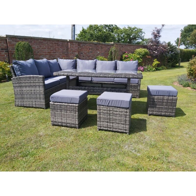 Rosen 9 Seater Rattan Outdoor Garden Furniture Corner Sofa Dining Set
