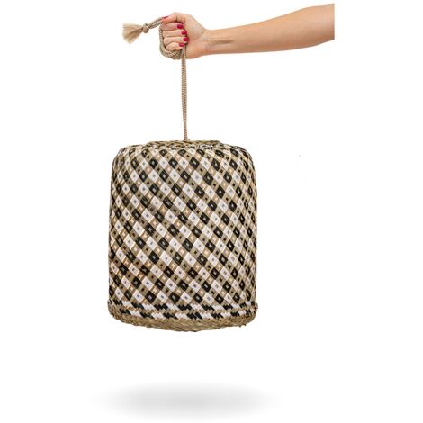 BENIRRÁS ø35x35 cm Lampe suspendue avec lumière LED chaude et batterie rechargeable. Fabriquée en Espagne avec des fibres naturelles