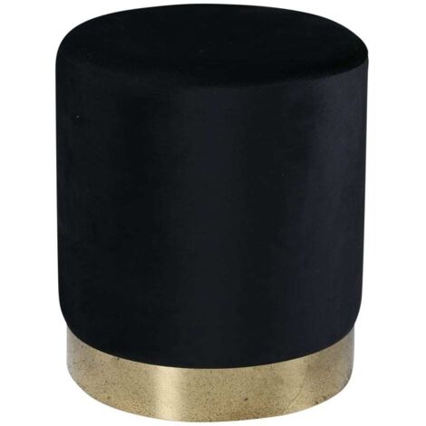 Benji Pouf, Hocker Ø35cm Velour schwarz, Messing.