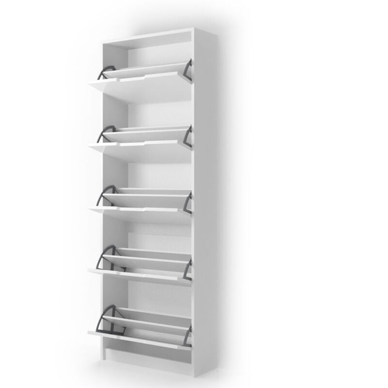 Vicco - Meuble à chaussure Luca, Blanc, 22x169cm 5 compartiments