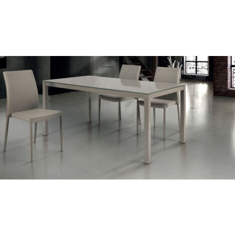 BENNETT - tavolo da pranzo moderno allungabile in acciaio e vetro