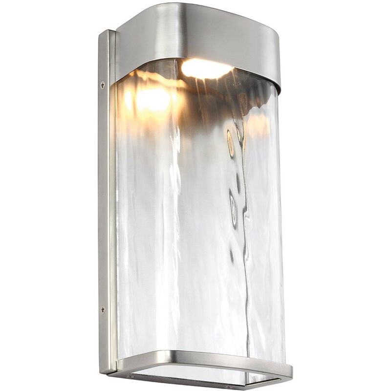 Bennie - led 1 Light Outdoor Large Wall Light Brushed Steel IP44 - Elstead