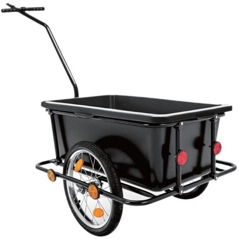 Benson Bike Parts Fahrradanhänger und Handwagen mit stabilem Stahlrahmen, Universal-Kupplung und Sicherheitsseil, für bis zu 90 kg Belastung, inklusive Reflektoren
