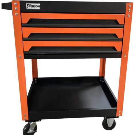 Benson Tools Hochwertiger Werkzeugwagen mit 3 Schubladen und 73-teiligem Werkzeugset, ideal für Mechanik und Heimwerken, Größe: 665465885mm, Material: SPCC