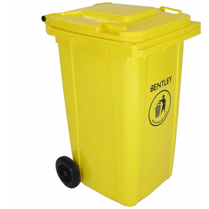 Charles Bentley - 240 Litre Yellow Wheelie Bin - Weatherproof and durable - Yellow