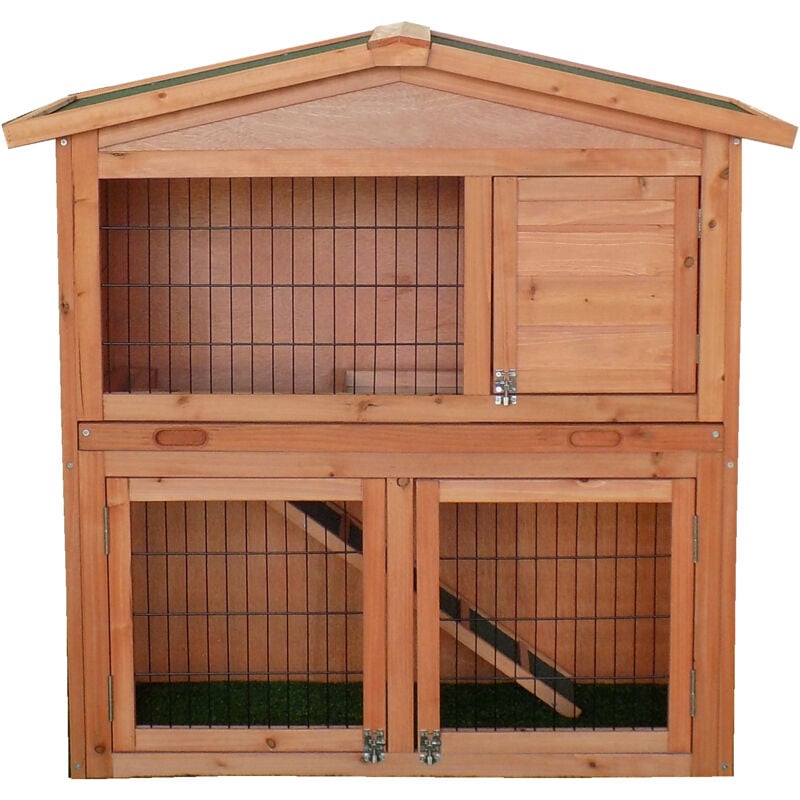 Fsc Two Storey Pet Hutch with Play Area Natural Wood - Brown - Charles Bentley
