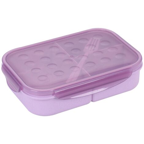 Bento Box 3 Compartments Leakproof 4 Buckles Sturdy Microwave Safe Adult Lunch Box with Fork for Office School Home