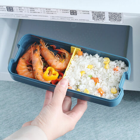 Bento Box Boîte à lunch en plastique à 3 couches Stockage des aliments Vaisselle au micro-ondes avec couteau à fourchette pour la maison, l'école, le bureau Bleu