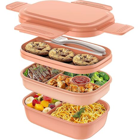 Bento Box Boîte à lunch pour adultes.3 contenants à bento empilables pour adultes/enfants