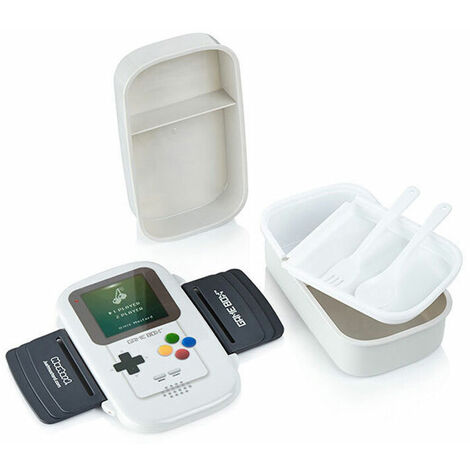 Bento Box I Lunch Box I Lunch Box 2 Compartiments en Forme d'Amplificateur I Boîte de Rangement Alimentaire - Game Boy Gris
