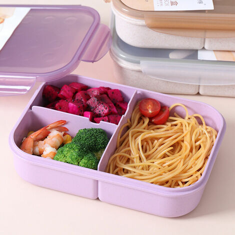 Bento Box, Lunch Box pour Enfants, Lunch Box Réutilisable avec 3 Compartiments et Fourchette