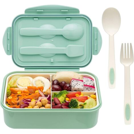 Bento-Boxen für Erwachsene – 1400 ml Bento-Box für Kinder mit Löffel und Gabel – langlebig, auslaufsicher für Mahlzeiten unterwegs, BPA-frei und lebensmittelecht