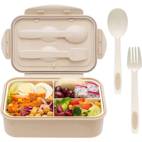 Bento-Boxen für Erwachsene – 1400 ml Bento-Box für Kinder mit Löffel und Gabel – langlebig, auslaufsicher für Mahlzeiten unterwegs, BPA-frei und lebensmittelecht