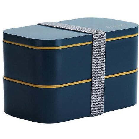 bento Lunch Box, 1.6l Double Couche Boite Repas Compartiment Avec Couverts, Boite A Tartine Micro Onde, Boite  Lunch Avec 2 Divisions, Boite Pique