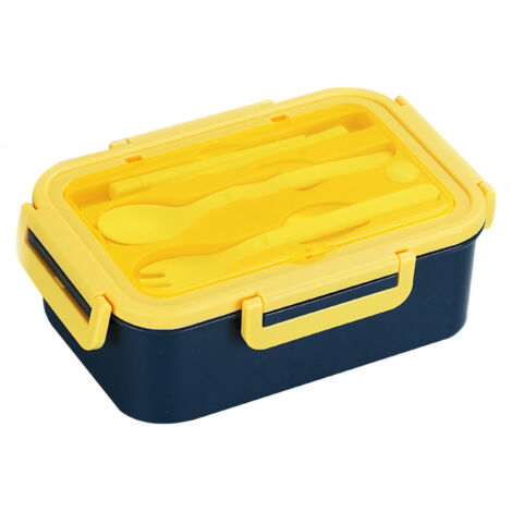 Bento Lunch Box Large Capacity Grid Design Food Grade PP Portable Lunch Box for Home Office School Students Classic Blue 1400ml