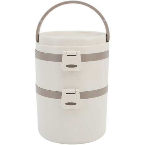 Bento-Lunchbox aus Edelstahl 304, isoliert, tragbar für Büro und Reisen, 2-stöckig, 1,7 l, cremeweiß