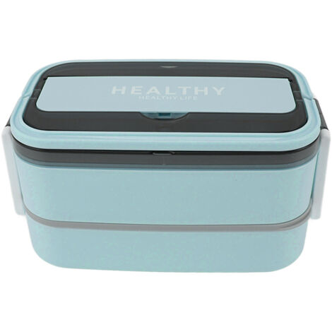Bento-Lunchbox aus Edelstahl 316, doppelwandig, unterteilt, mit Besteck, tragbar, 1400 ml, himmelblau, für Büro und Schule