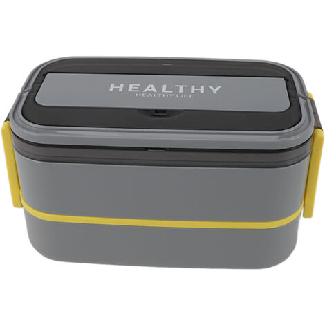 Bento-Lunchbox aus Edelstahl 316, doppelwandig, unterteilt, mit Besteck, tragbar, für Büro und Schule, 1400 ml, Grau