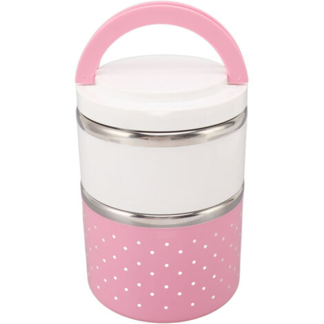 Bento-Lunchbox aus Edelstahl, doppelwandig und auslaufsicher, ideal für Schüler, leichtes PP-Gehäuse, rosa