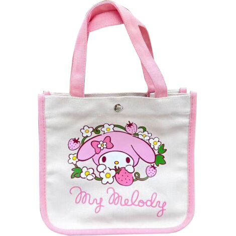 Bento-Tasche aus Canvas mit Henkel, niedliches Hundemotiv, tragbare Lunchbox für Schule oder Büro, rosa