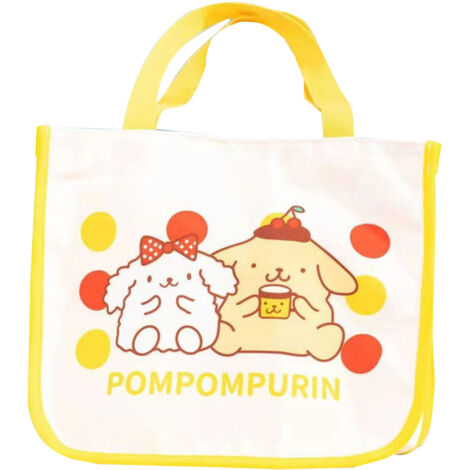 Bento-Tasche aus Canvas mit Tragegriff, niedliches Hundemotiv, tragbare Lunchbox für Schule oder Büro, gelb