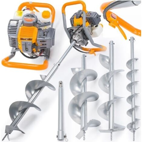 JARDIBRICODECO Benzin Erdbohrer 6 PS 3 Bohrer 100/200/300mm Erdlochbohrer Pfahlbohrer Erdbohrgerät