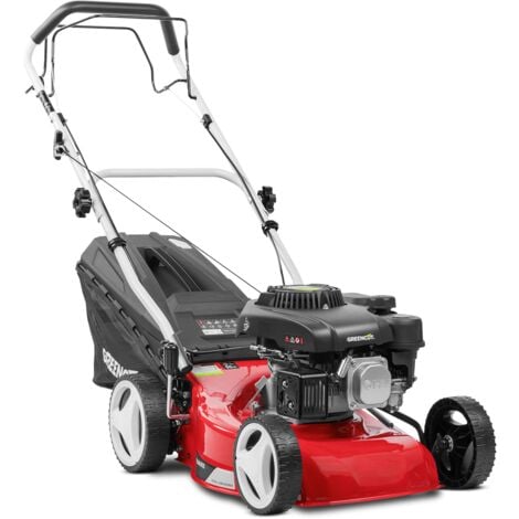Benzin-Rasenmäher, 139cc 5PS, 4-Takt-OHV-Motor, selbstfahrend, 410mm 17" zweischneidiges Stahlmesser, einstellbare Schnitthöhe und 45L Korbvolumen - Greencut GLM690X