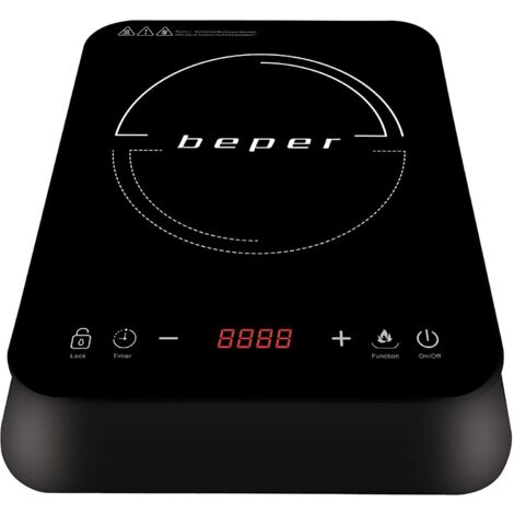 Beper BF.700 – Piastra a Induzione, Portatile con Superficie in Cristallo Antigraffio, Pannello Digitale, 10 Livelli di Potenza, 10 Temperature da 60° a 240°, Blocco Sicurezza, Spegnimento Automatico