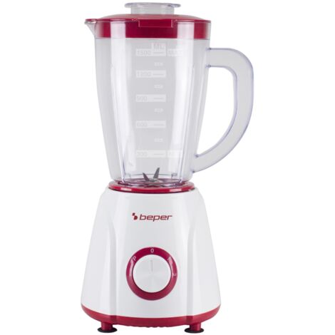 BEPER P102FRU501 Frullatore da Tavolo 1.5L – 400W, 4 Lame in Acciaio Inox, 2 Velocità + Funzione Pulse, Caraffa Graduata, Coperchio con Foro, Base Antiscivolo, Ideale per Frullati, Vellutate e Salse