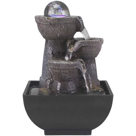 BEPER P201UTP200 Fontana Zen con Luce Led Rilassante - Fontana Zen da Interno a Cascata, Nero/Resina, Piccolo