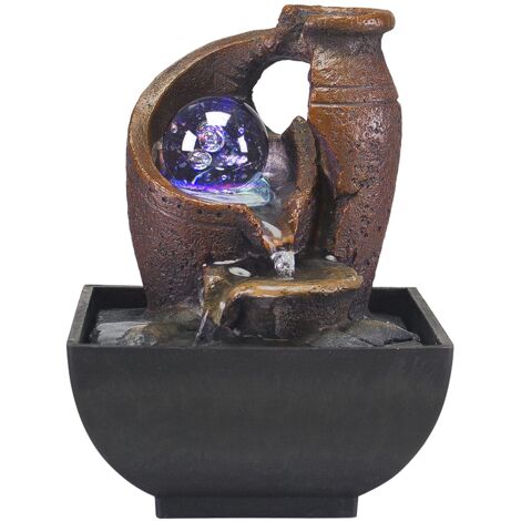 BEPER P201UTP201 Fontana Zen Anfora con Luce Led Rilassante - Fontana Zen da Interno, Resina/Nero, Piccola
