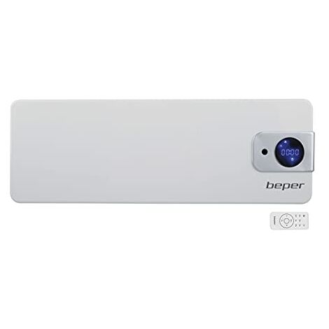 Beper P203TER100 Termoventilatore da parete,2000W, Termostato regolabile, Timer 24h o settimanale, Funzione di ventilazione, Protezione all'acqua IP22, kit fissaggio a muro incluso