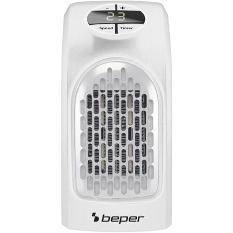 Beper Ri.201 Pocket Heater Mini Termoventilatore per Piccoli Ambienti, Elementi in Ceramica, 2 Velocità, Temperatura 15° - 32° C, 350W - Nero